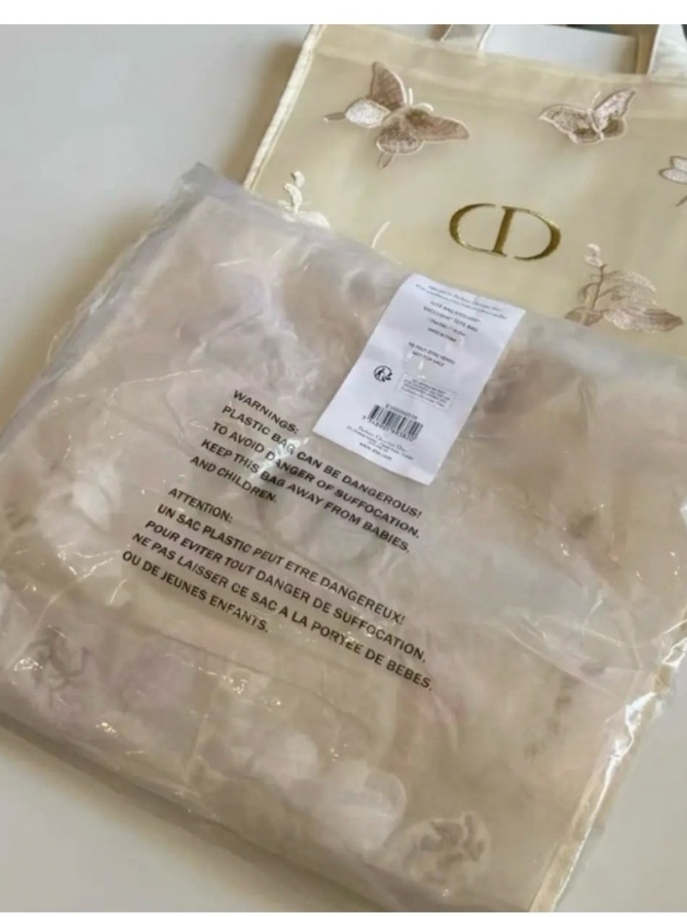 Dior Cream Floral Embroidered Tote Bag - Picture 2 of 6